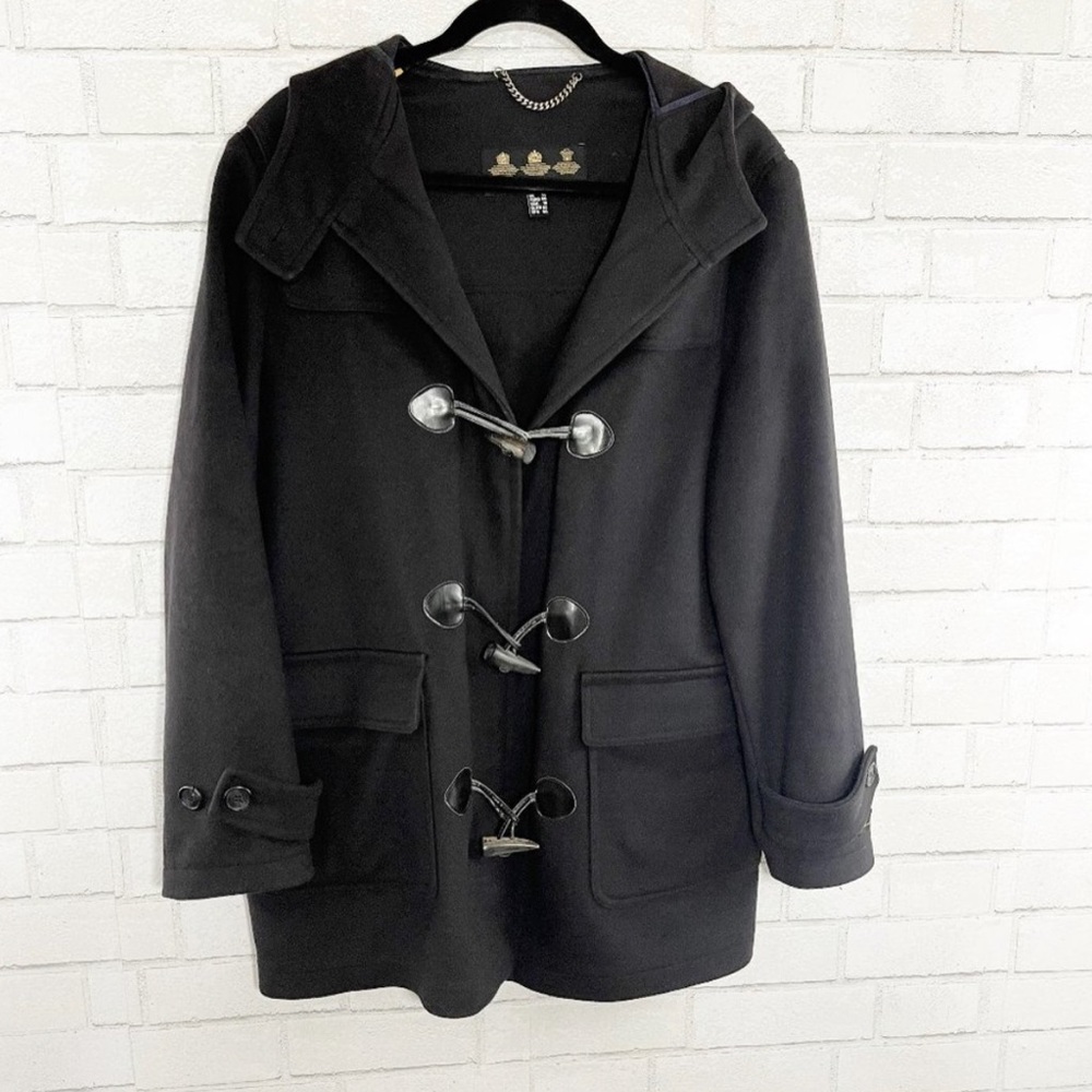 Barbour Black Wool & Cashmere Blend Patricia Short Hooded Jacket